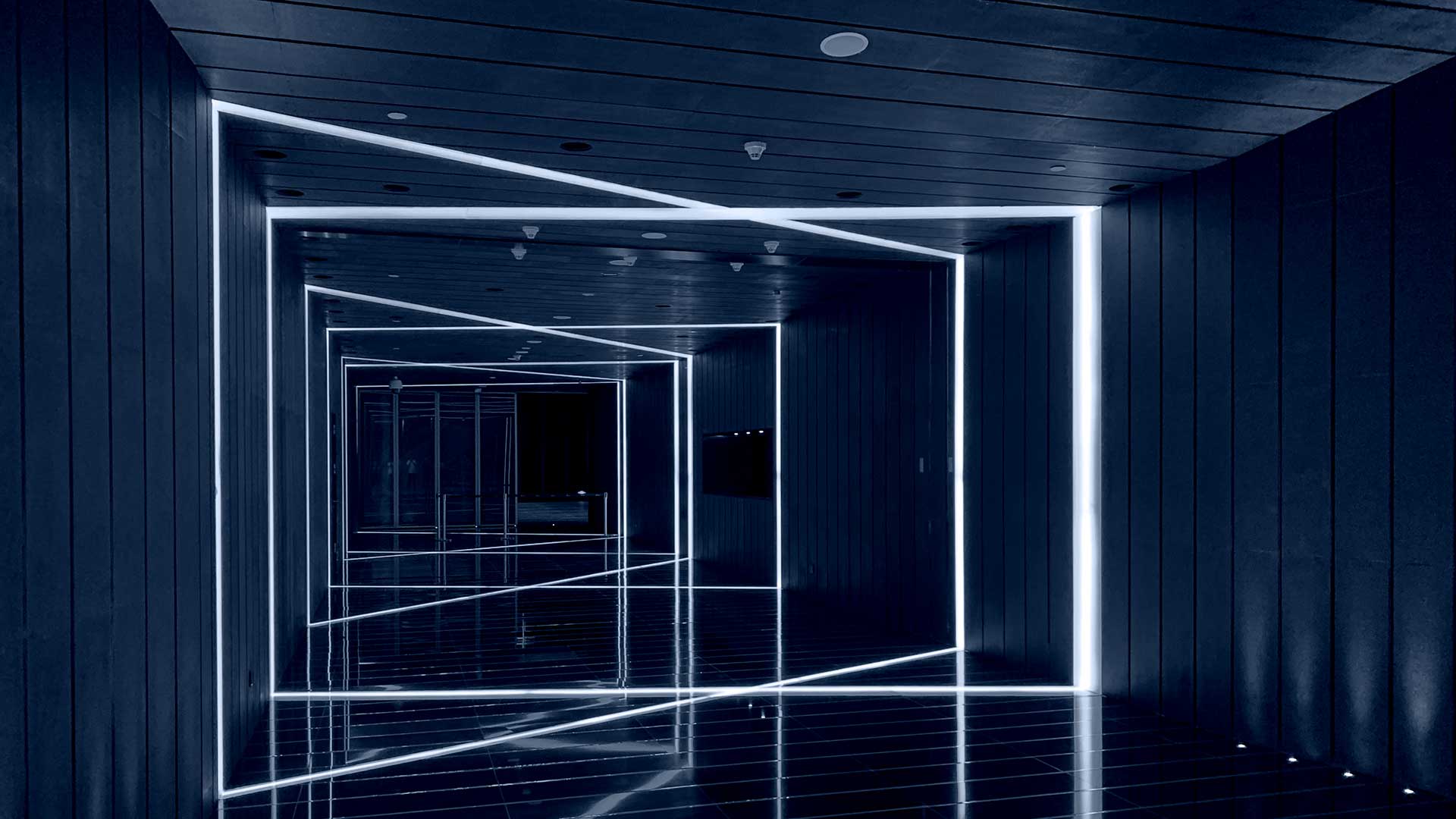 Modern lighting in hallway.