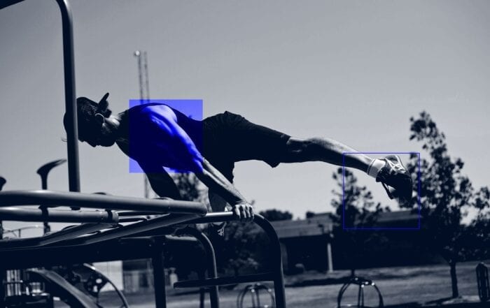 woman balancing on a frame