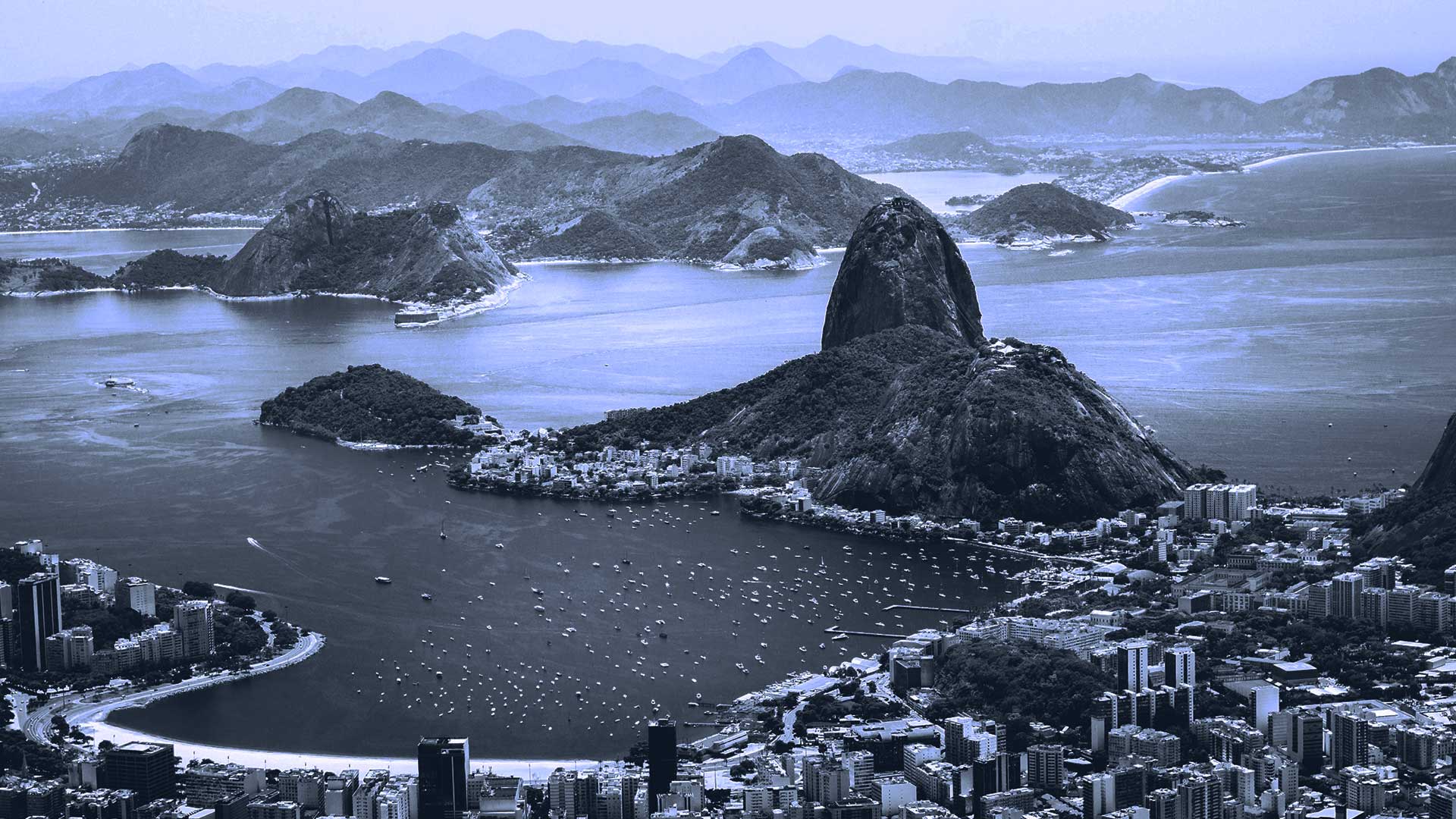 Brazil aerial view of coastal city.