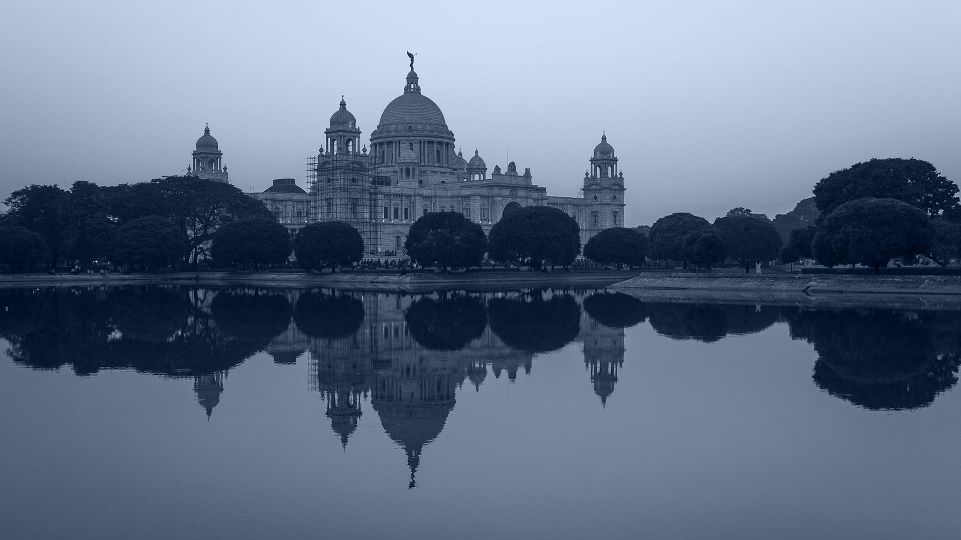 Indian architecture beside the water.