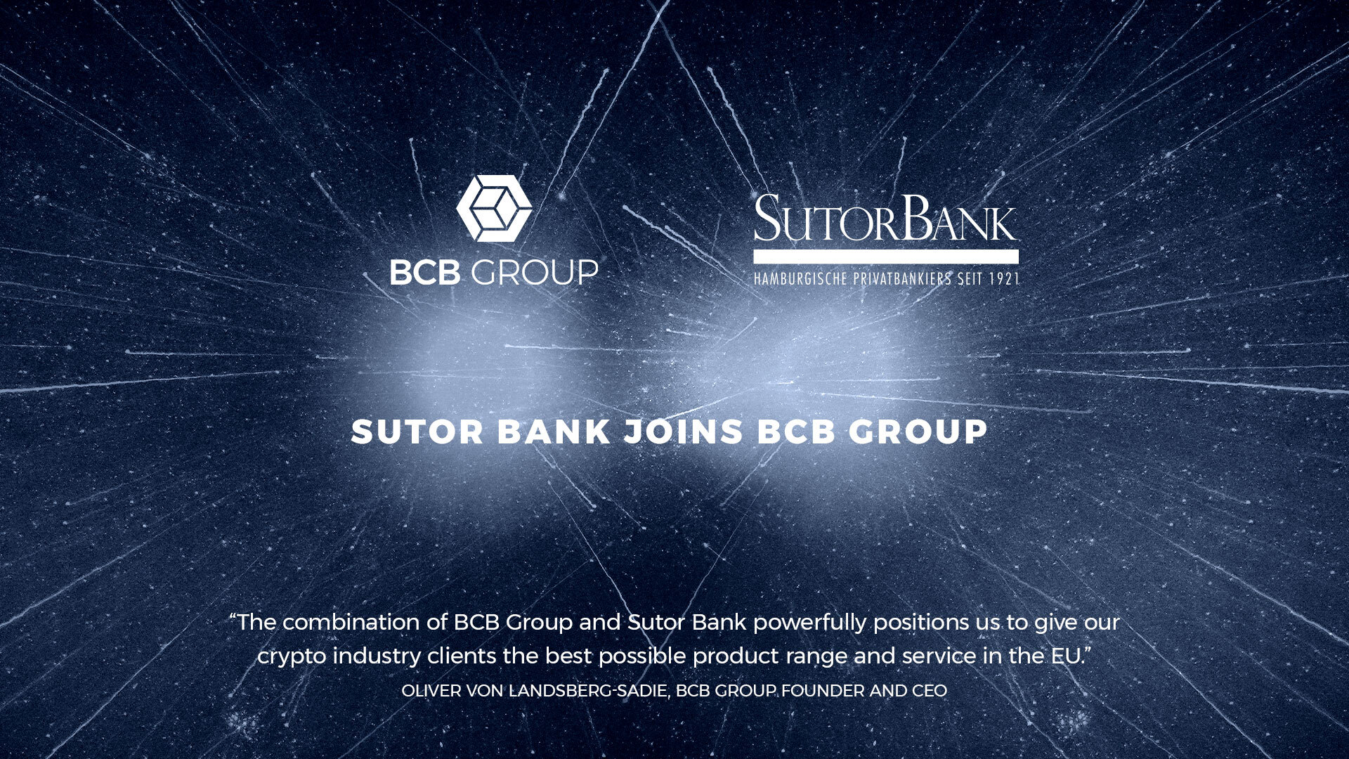 SUTOR BANK JOINS BCB GROUP