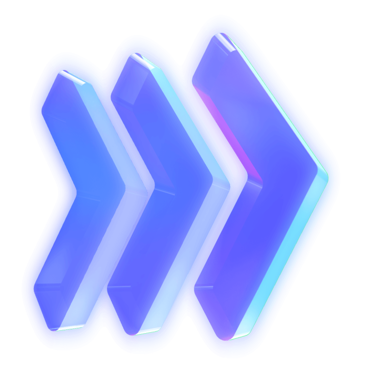 Three white angular shapes arranged